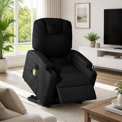 Electric Recliner Chair with Massage Function in Black Fabric