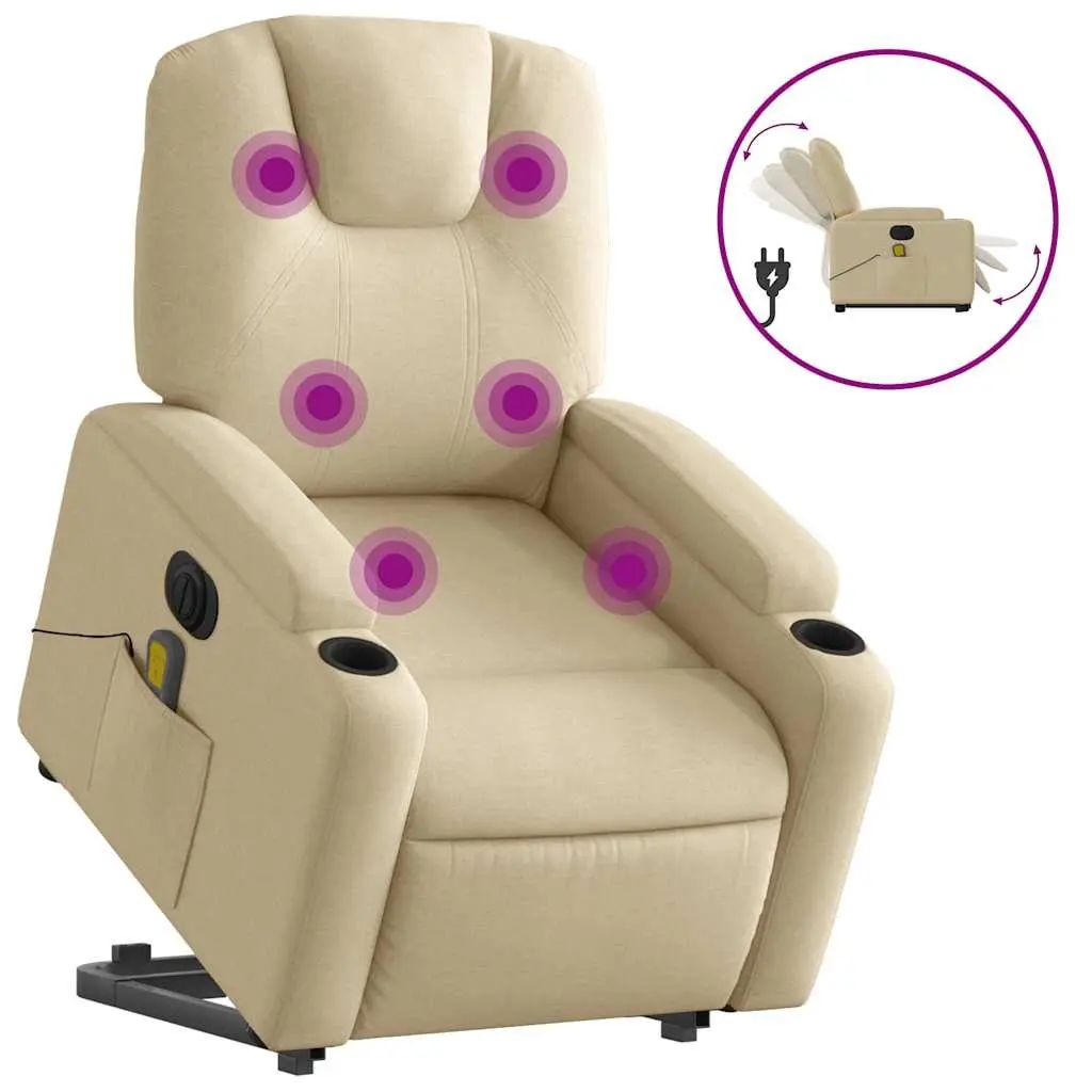 Electric Stand Up Massage Recliner Chair Lift Power Recline Armchair Cream