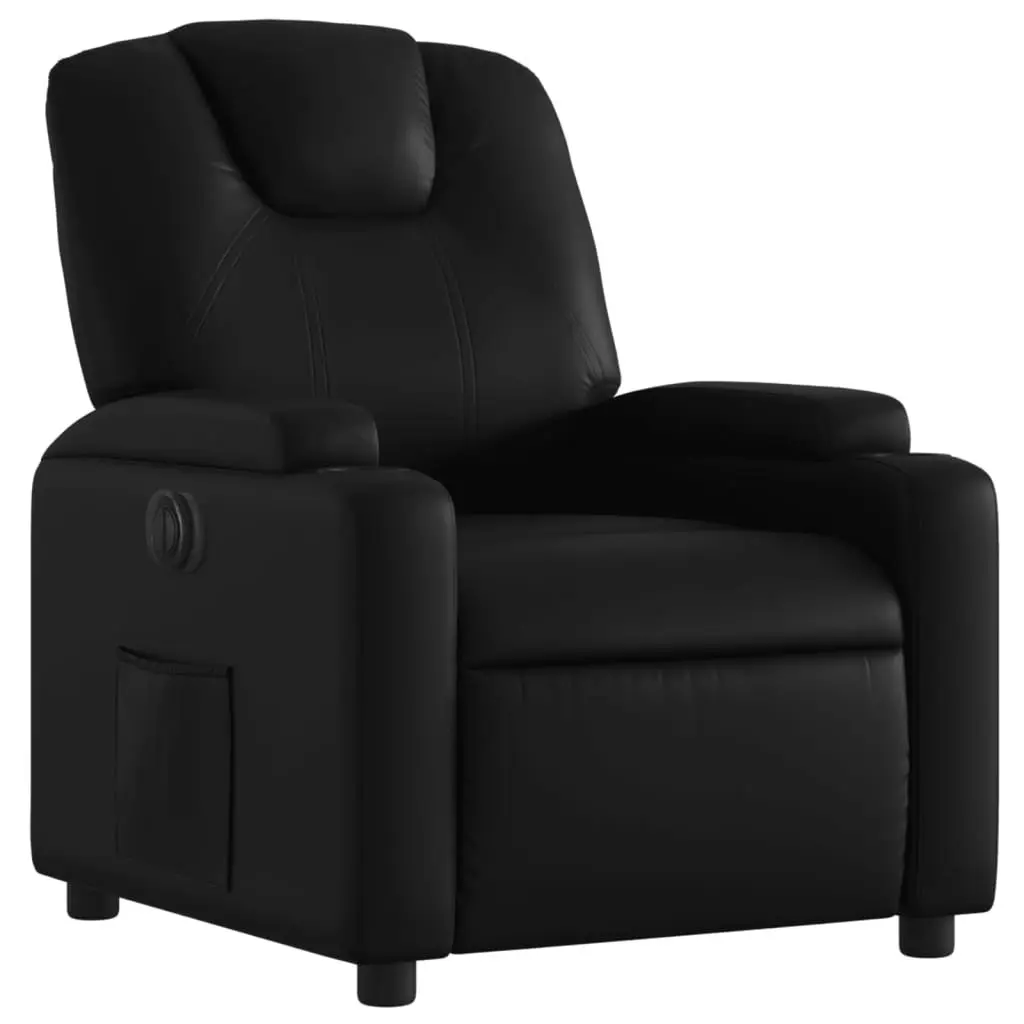 Electric Recliner Chair Black Faux Leather Armchair Lounge Seat with Cup Holders