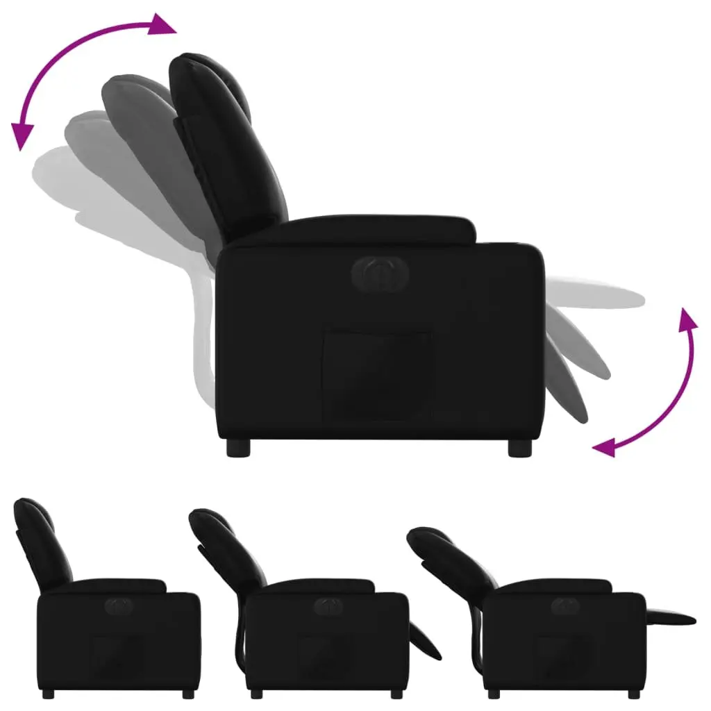 Electric Recliner Chair Black Faux Leather Armchair Lounge Seat with Cup Holders