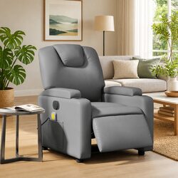 Electric Massage Recliner Chair in Grey Faux Leather