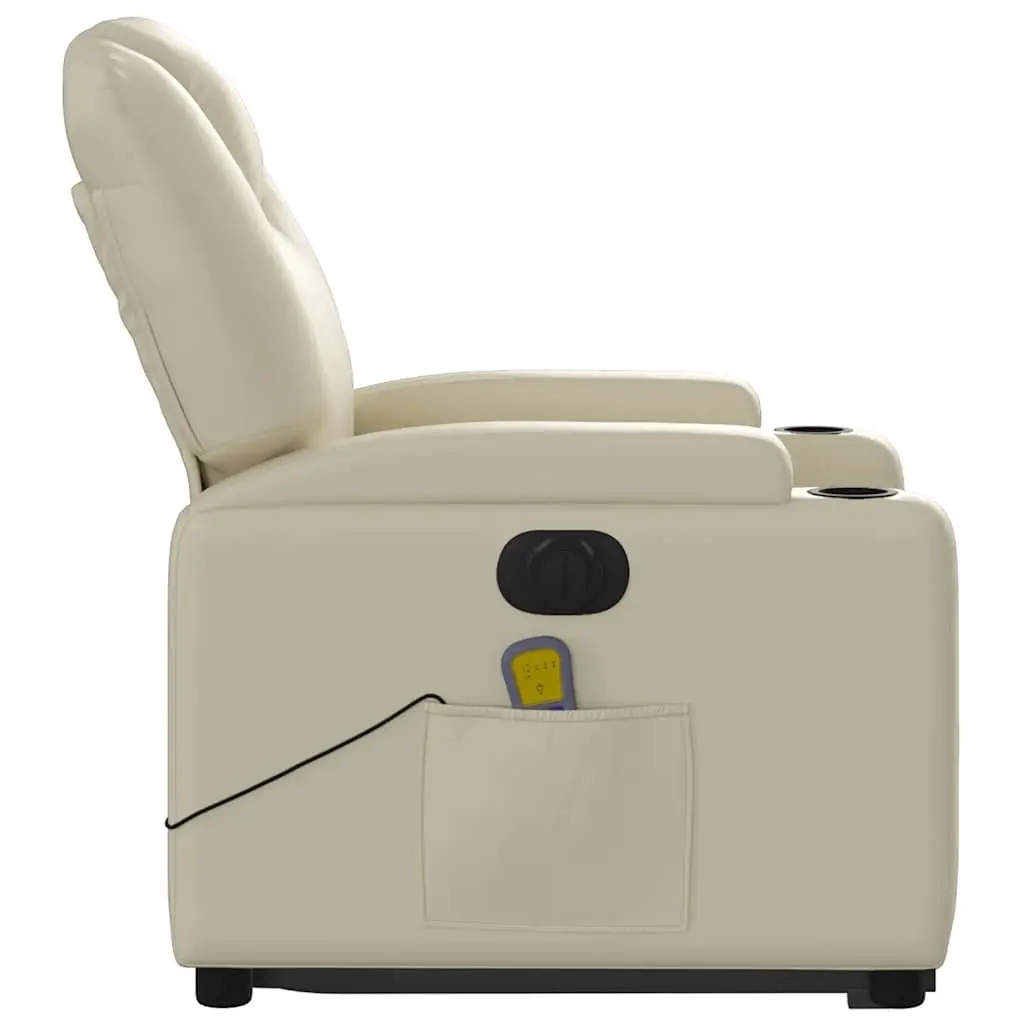 Electric Recliner Chair with Massage Function Power Lift Cream Faux Leather Comfort