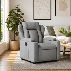 Manual Reclining Armchair with Side Pocket and Cup Holders