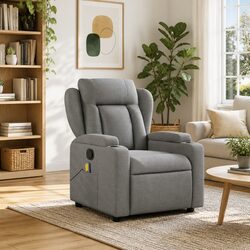 Manual Recline Grey Fabric Massage Armchair with Vibration
