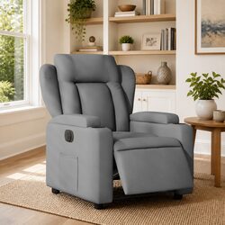 Electric Recliner Chair Light Grey Fabric with Footrest