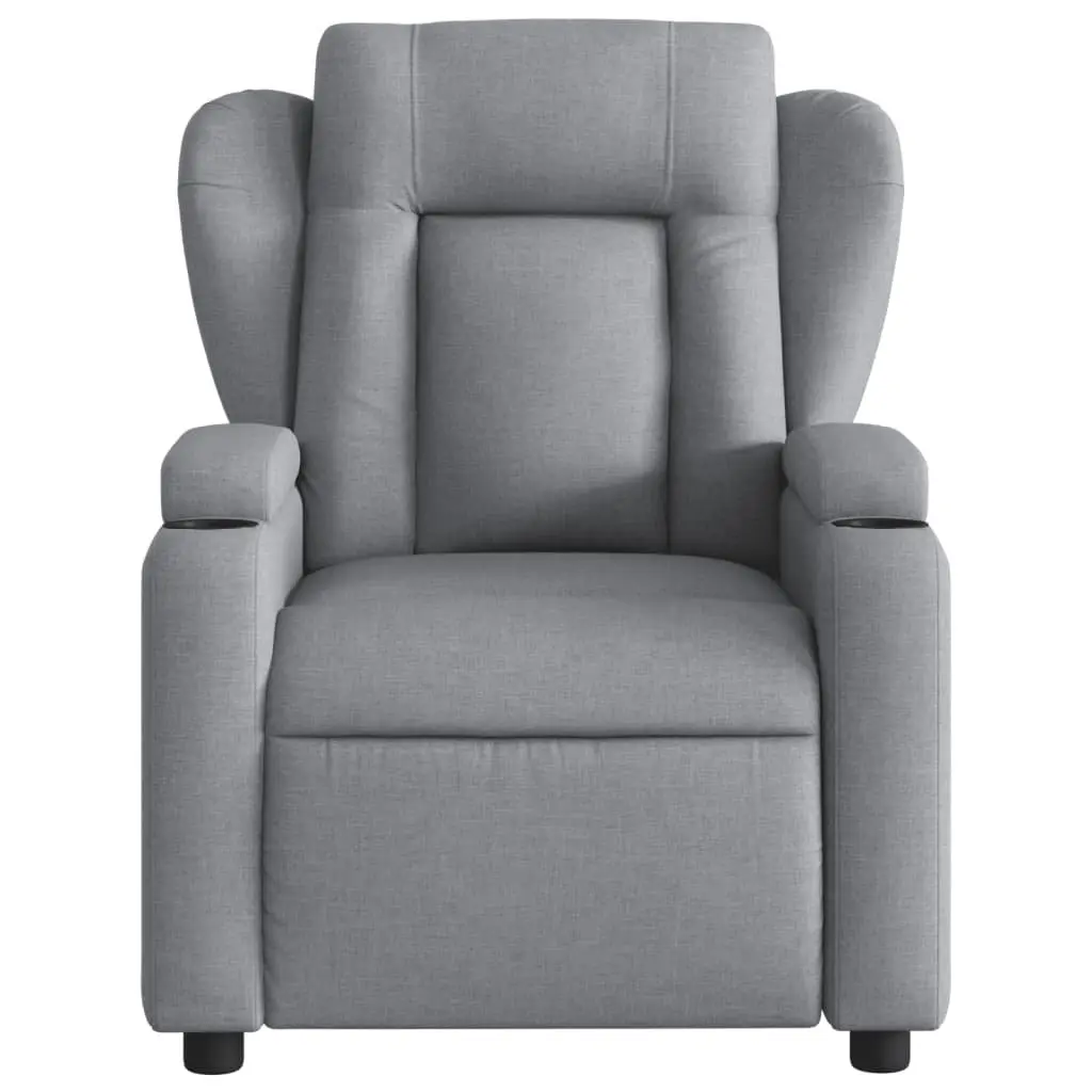 Electric Recliner Chair Light Grey Fabric Armchair With Footrest Auto Adjustment