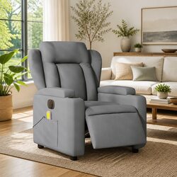 Adjustable Electric Massage Recliner Chair in Grey Fabric