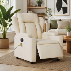 Electric Recliner Chair with Massage Function - Cream
