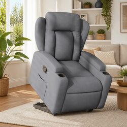 Electric Power Lift Recliner Chair in Grey Fabric
