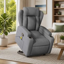 Grey Fabric Massage Recliner Chair with Electric Lift