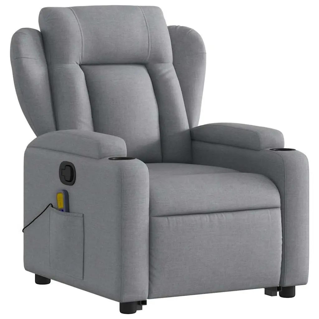Stand Up Massage Recliner Chair Grey Fabric Electric Power Lift Armchair