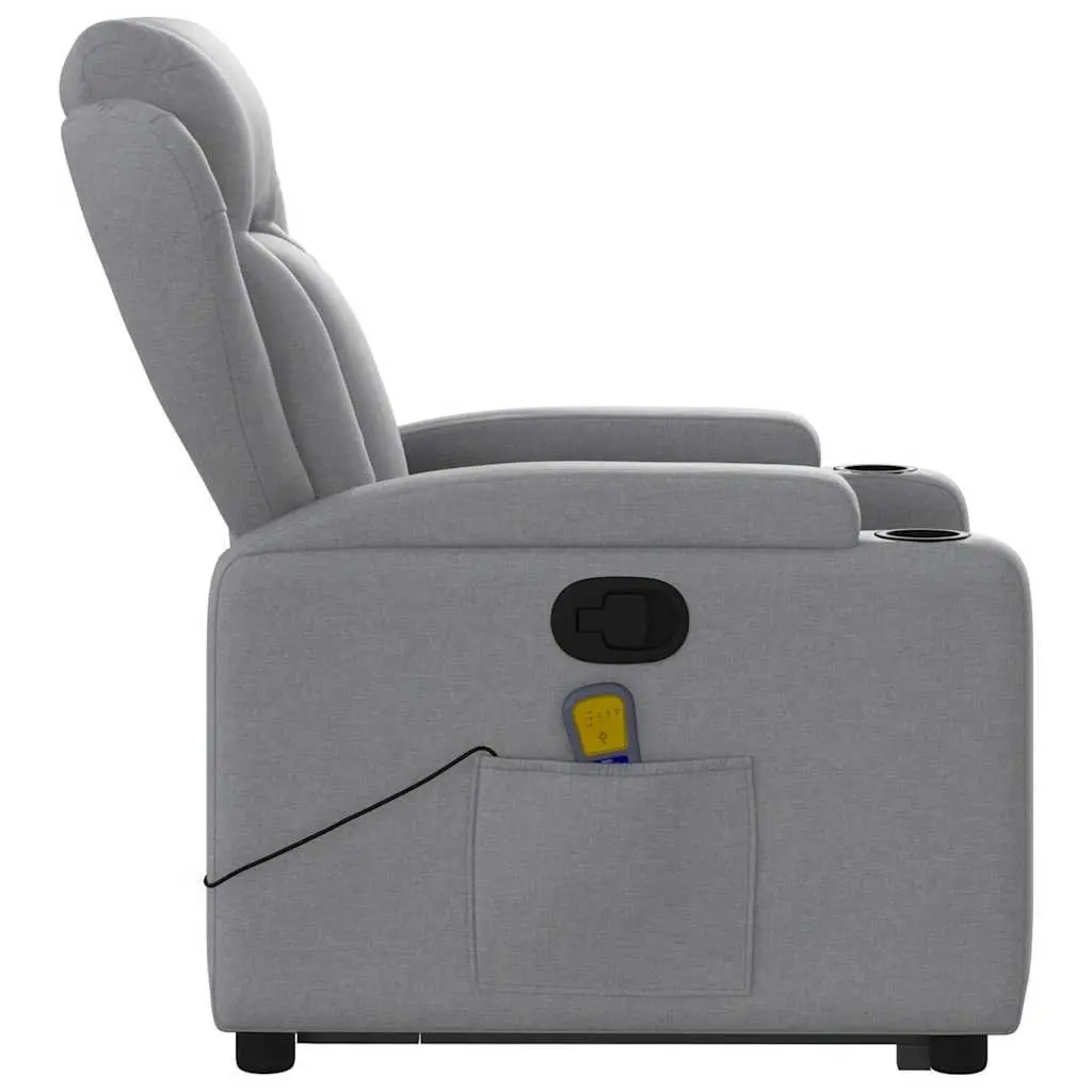 Stand Up Massage Recliner Chair Grey Fabric Electric Power Lift Armchair