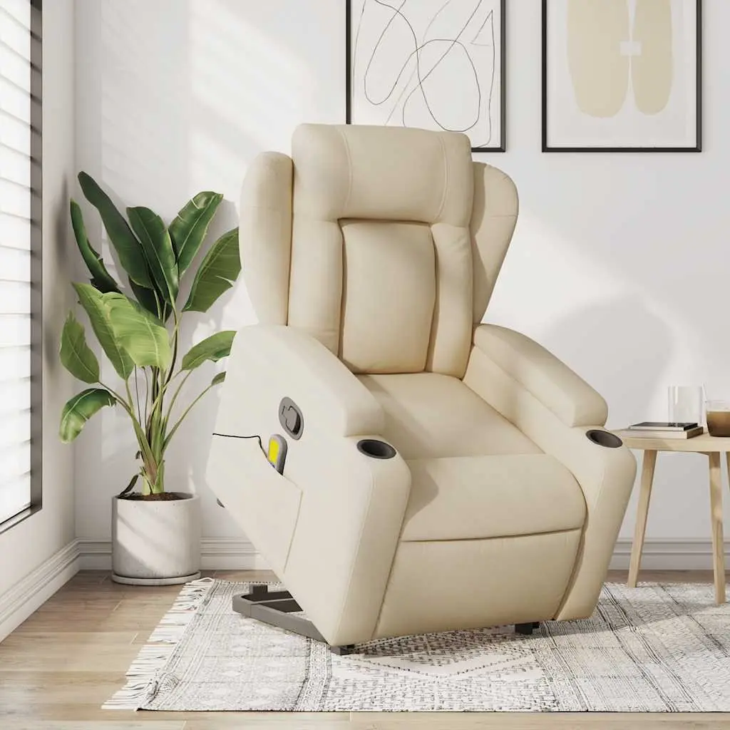 Electric Massage Recliner Chair Power Lift Comfort Cream