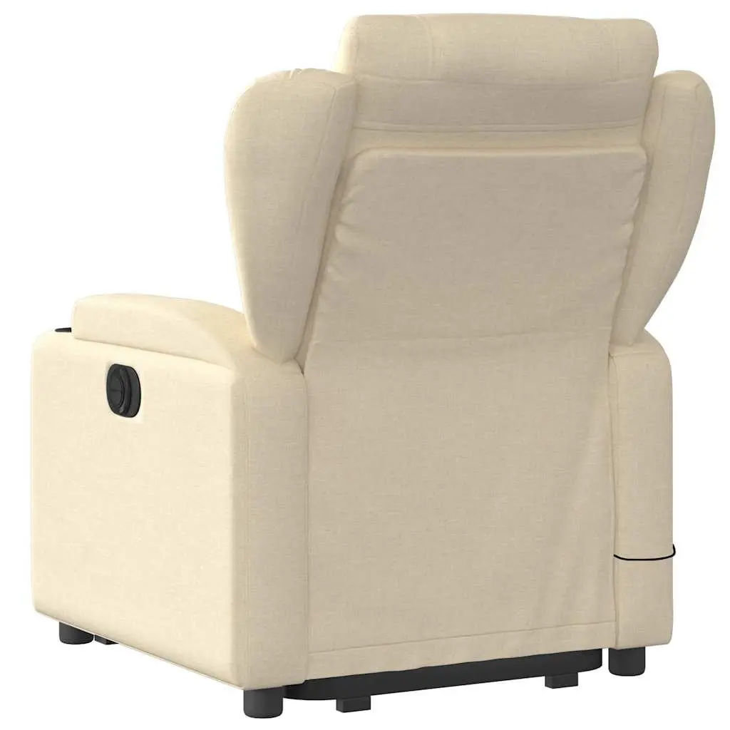 Electric Massage Recliner Chair Power Lift and Recline Cream Fabric