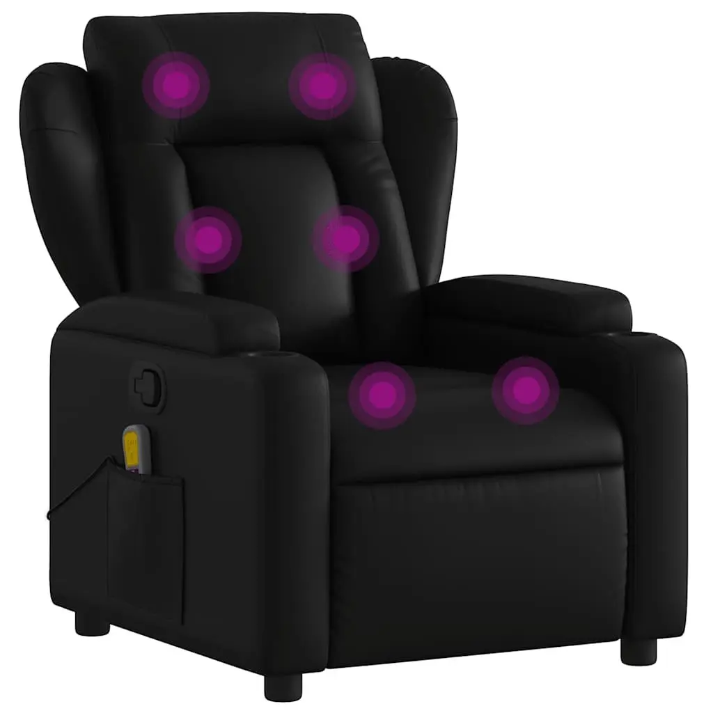 Massage Recliner Chair Manual Reclining Function Adjustable Black Faux Leather