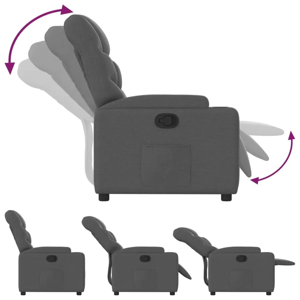 Recliner Chair Manual Reclining Comfort Grey Fabric Armchair