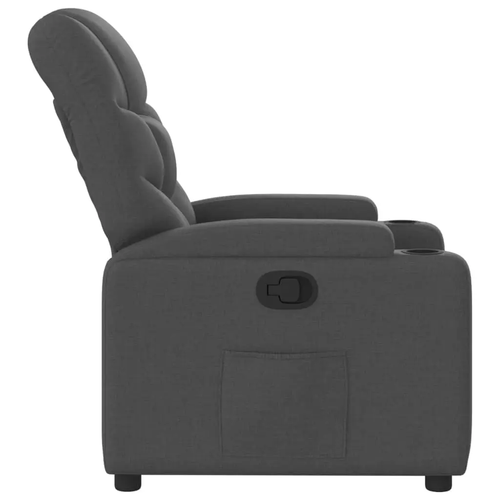 Recliner Chair Manual Reclining Comfort Grey Fabric Armchair