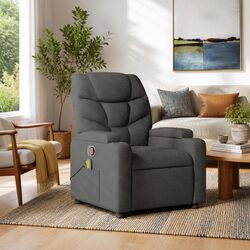Manual Recline Grey Fabric Massage Chair with 6 Points