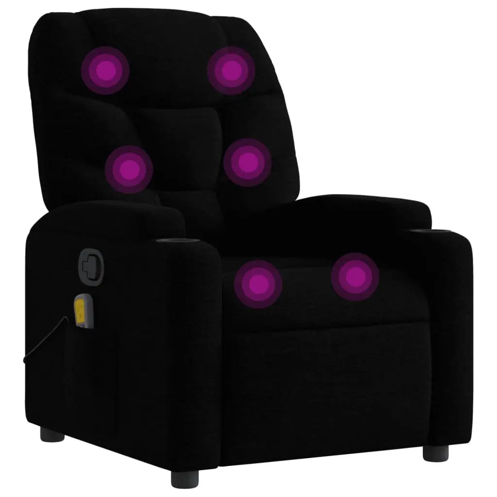 Manual Reclining Massage Chair Vibrating Armchair Black Fabric Adjustable Comfort