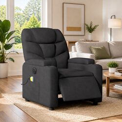 Electric Massage Recliner Chair in Grey Fabric with Footrest