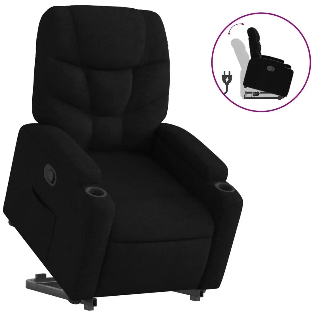 Recliner Chair Power Lift Function Manual Recline Adjustable Black Fabric