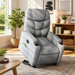 Grey Fabric Electric Lift Massage Recliner Specifications