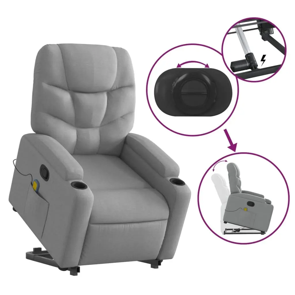 Electric Massage Recliner Chair with Power Lift Function Grey Fabric