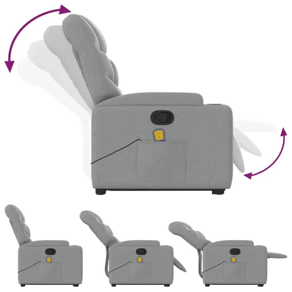 Electric Massage Recliner Chair with Power Lift Function Grey Fabric