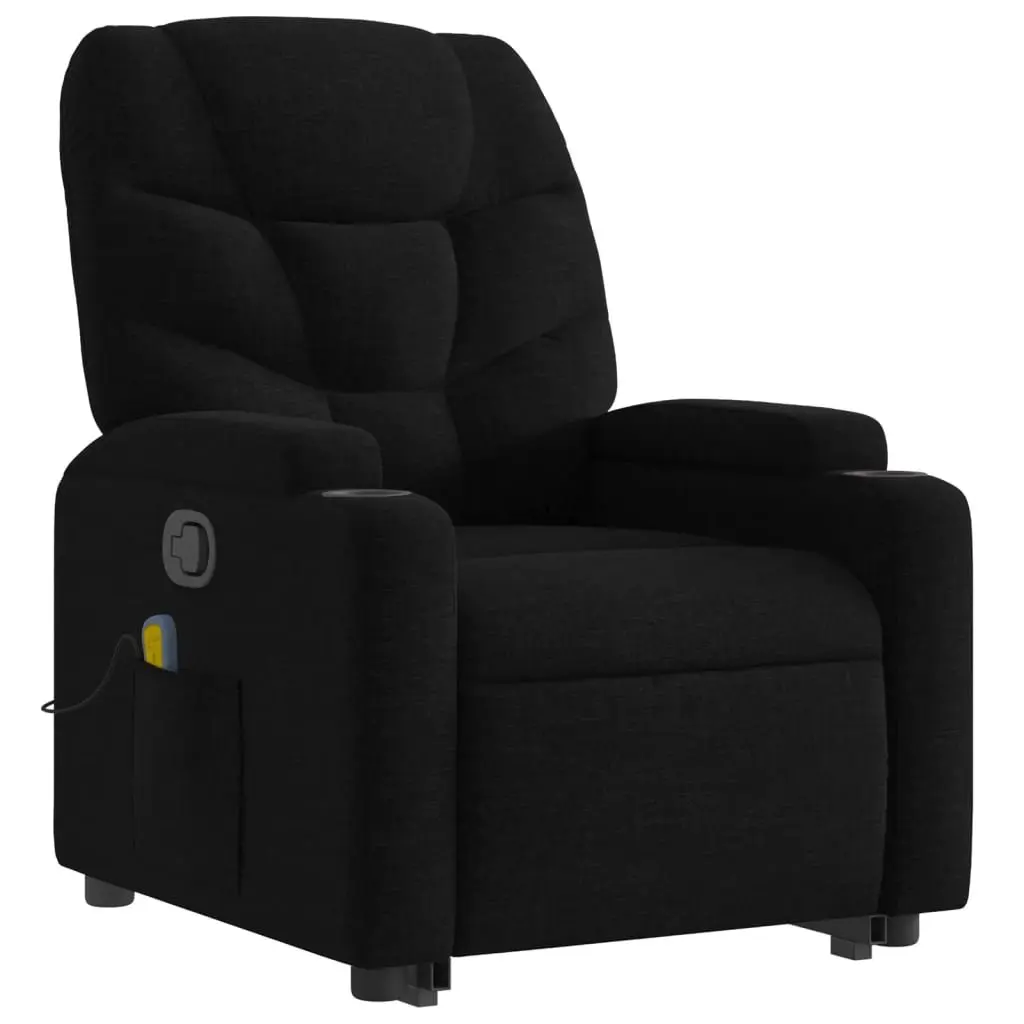 Stand Up Massage Recliner Chair Black Fabric Power Lift Electric Armchair