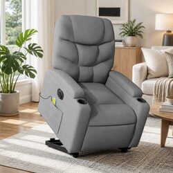 Grey Electric Stand Up Massage Recliner Chair