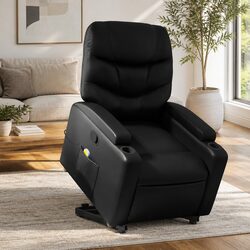 Black Faux Leather Power Lift Recliner Chair with Massage