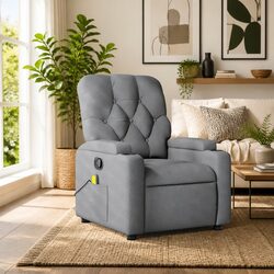 Manual Recline Grey Fabric Massage Chair with 6 Points
