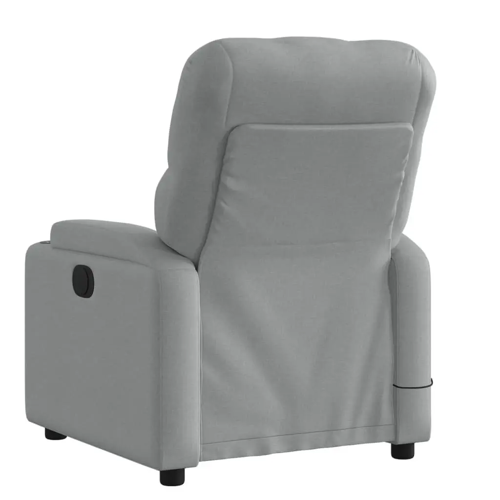 Massage Recliner Chair Manual Recline Vibration 135 Degrees Light Grey Fabric