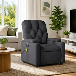 Manual Reclining Massage Chair in Grey Fabric
