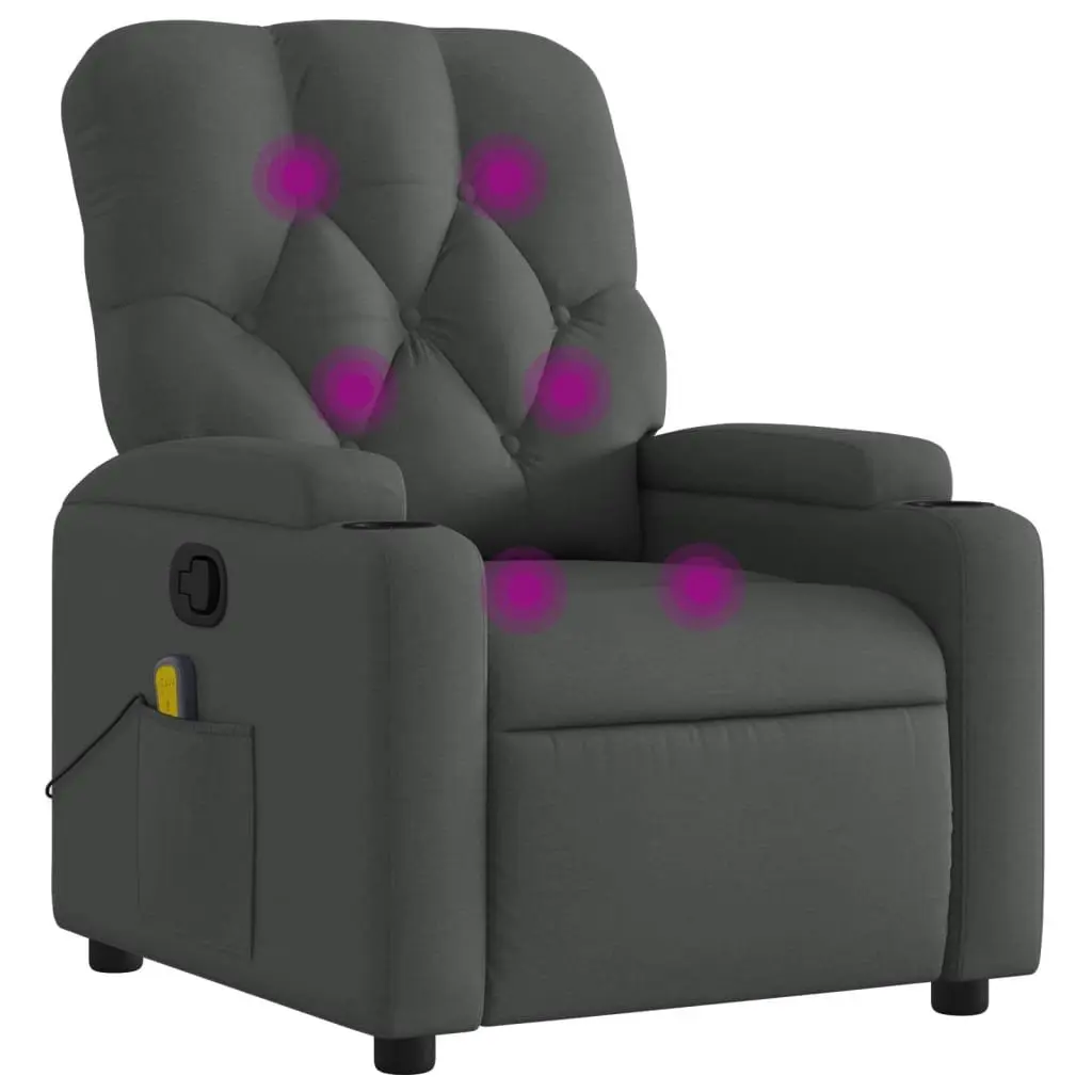 Massage Recliner Chair Manual Reclining Function 135 Degrees Grey Fabric