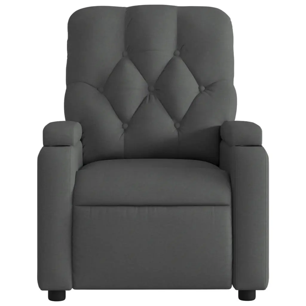 Massage Recliner Chair Manual Reclining Function 135 Degrees Grey Fabric