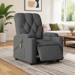Grey Fabric Electric Massage Recliner Armchair