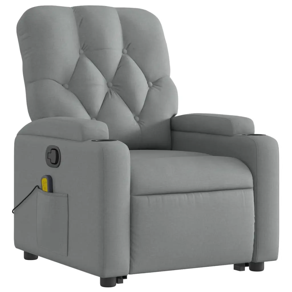 Stand Up Massage Recliner Chair Power Lift Electric Grey Fabric Armchair Elderly