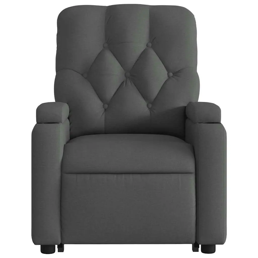 Stand Up Massage Recliner Chair Grey Fabric Power Lift Manual Recline Armchair