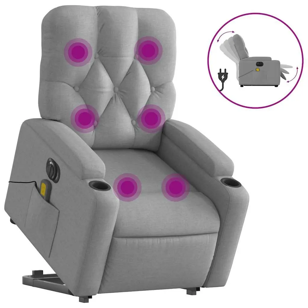 Electric Massage Recliner Chair Power Lift Adjustable Footrest Grey Fabric