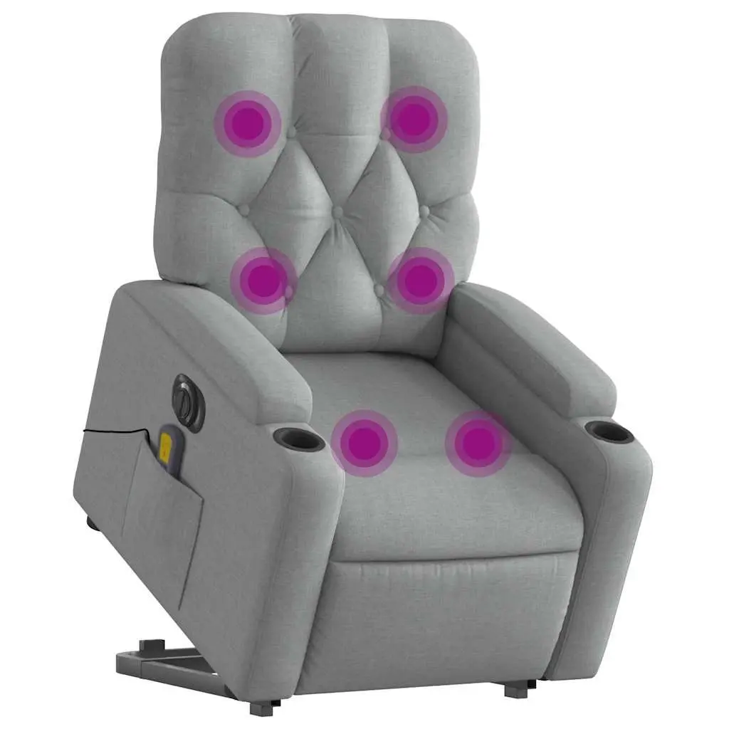 Electric Massage Recliner Chair Power Lift Adjustable Footrest Grey Fabric