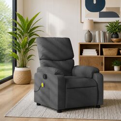 Manual Reclining Grey Fabric Massage Recliner Chair