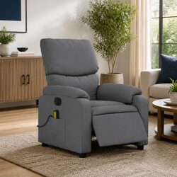 Electric Recliner Chair in Grey Fabric with Massage Features