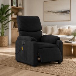 Electric Massage Recliner Chair - Black Fabric Upholstery
