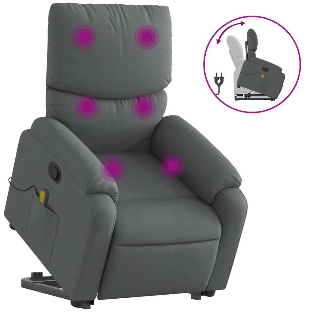 Electric Massage Recliner Chair Power Lift Comfort Grey Fabric