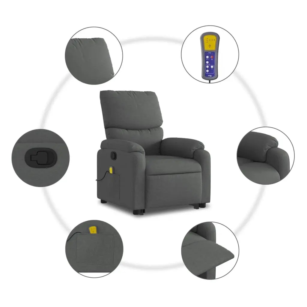 Electric Massage Recliner Chair Power Lift Comfort Grey Fabric