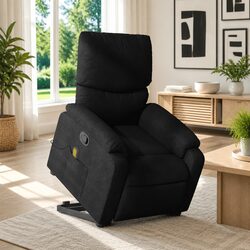 Electric Power Lift Massage Recliner Chair in Black Fabric