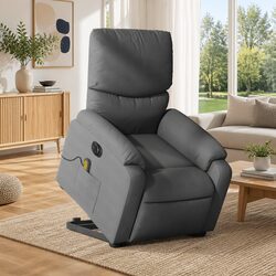 Electric Lift Massage Recliner Chair - Grey Fabric Design