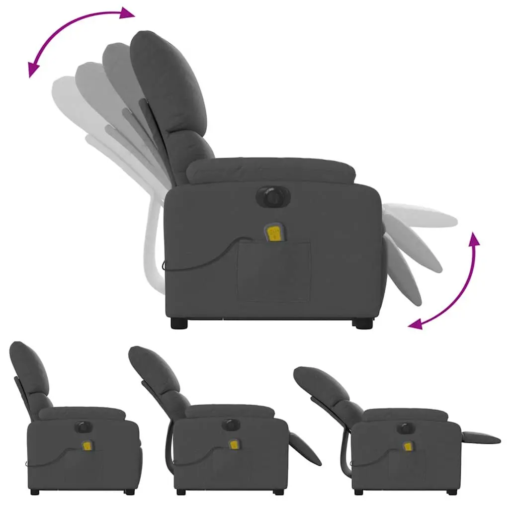 Electric Recliner Chair with Massage Function Power Lift Grey Fabric for Comfort