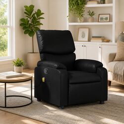 Manual Recline Massage Chair with Black Faux Leather Finish
